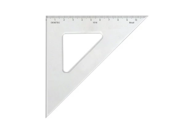 ESQUADRO ACRÍLICO 45° 45° 90° 16CM COM ESCALA MODELO 1516 - TRIDENT