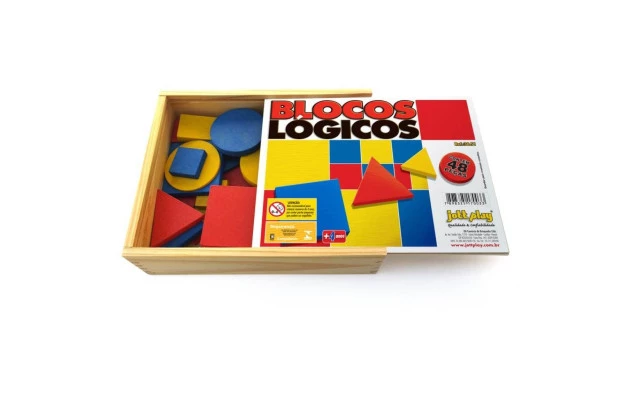 BRINQUEDO BLOCOS LOGICOS EM MADEIRA 48 PECAS 30.51 JOTT PLAY