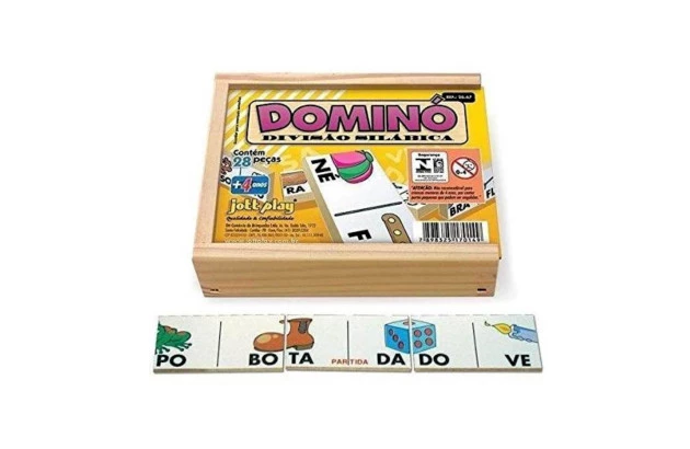 BRINQUEDO DOMINO DIVISÃO SILABICA 28 PC MADEIRA 26.67 JOTT PLAY