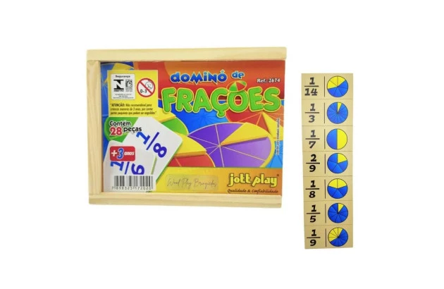 BRINQUEDO DOMINÓ DE FRACOES 28 PECAS MDF 26.74 JOTT PLAY