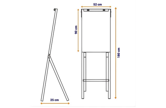 FLIP CHART LOUSA QUADRO BRANCO PERNAS ARTICULADAS SLIM - ALTURA 1,80CM | STALO 4390
