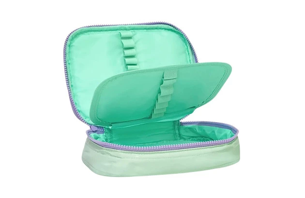 ESTOJO BOX ORGANIZADOR PUFFER COM COMPARTIMENTO VERDE 23X18X5CM