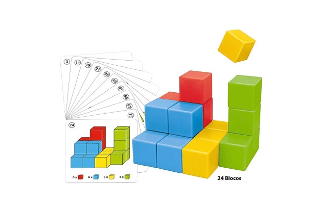 JOGO EDUCATIVO FOLLOW BLOCKS - MONTAR E DESMONTAR 96 DESAFIOS  +3ANOS - EDUCA PLAY | LINHA INCLUSIVA
