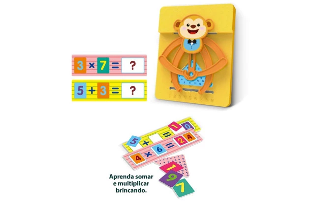 BRINQUEDO EDUCATIVO SOMAR E MULTIPLICAR TEACHER MONKEY +3ANOS - EDUCA PLAY | LINHA INCLUSIVA