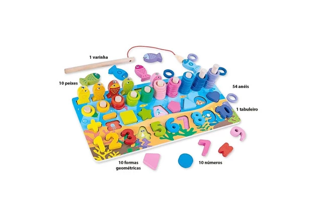 JOGO TABULEIRO EDUCATIVO SOMAR E BRINCAR EM MADEIRA +3ANOS - EDUCA PLAY | LINHA INCLUSIVA