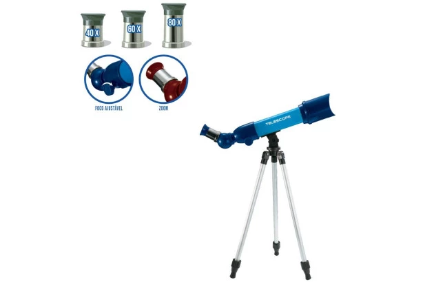 BRINQUEDO TELESCÓPIO 43CM 3 OPÇÃO DE ZOOM  ACOMPANHA TRIPÉ 60CM  +5 ANOS | POLILAB