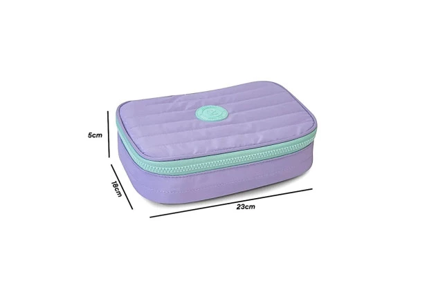 ESTOJO BOX ORGANIZADOR PUFFER COM COMPARTIMENTO LILÁS 23X18X5CM