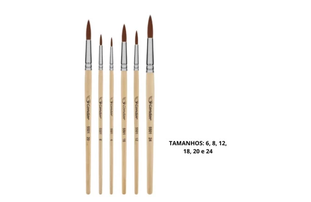 KIT PINCEL DE PELO REDONDO ARTÍSTICO 06 UND 5501 CONDOR