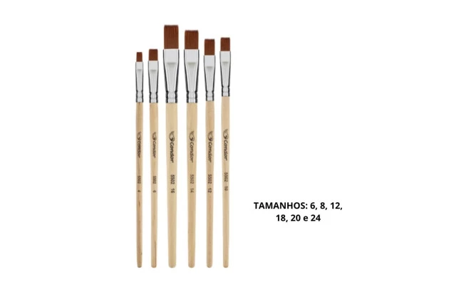 KIT PINCEL DE PELO CHATO ARTÍSTICO 06 UND 5502 CONDOR
