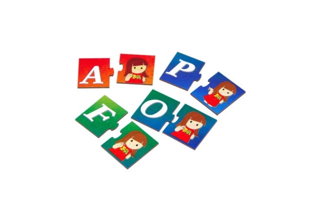 BRINQUEDO EDUCATIVO ALFABETO EM LIBRAS ENCAIXE 28 PEÇAS MDF 1771 CARLU