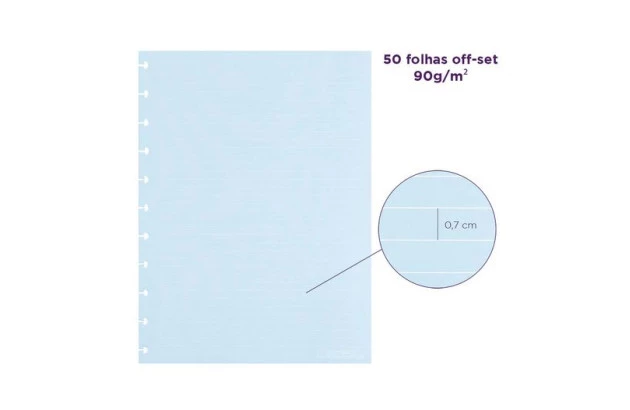 REFIL INTELIGENTE A5 90G AZUL LINHAS BRANCAS 50 FOLHAS BLUELOVER CIRA4041
