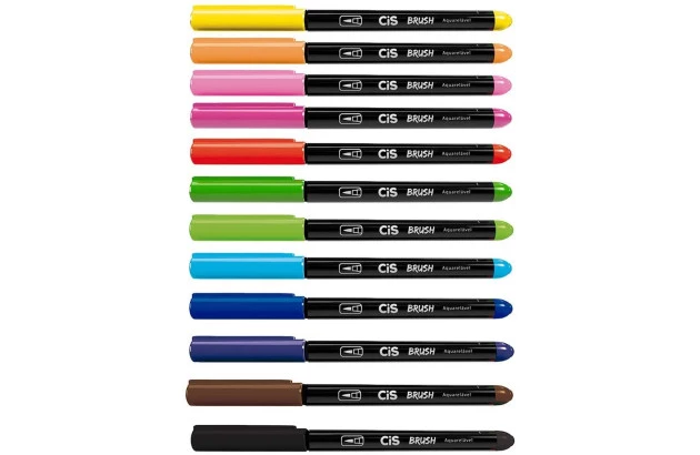 MARCADOR ARTÍSTICO BRUSH 12 CORES AQUARELÁVEL CIS