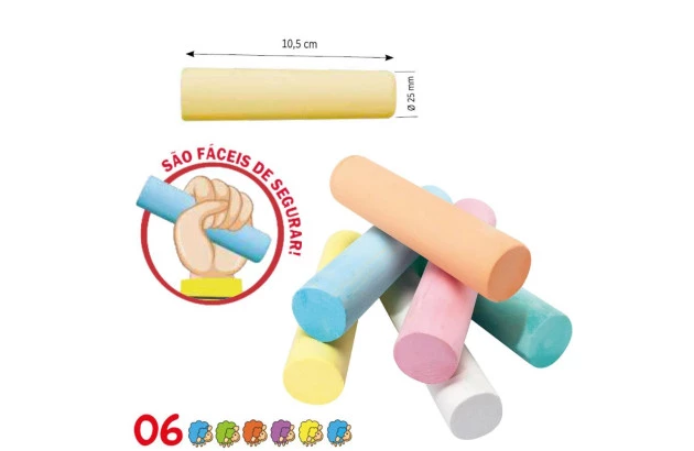 GIZ DE CHÃO JUMBO COLORIDO 6 CORES PARA MÃOS PEQUENAS | GIOTTO BE-BÉ