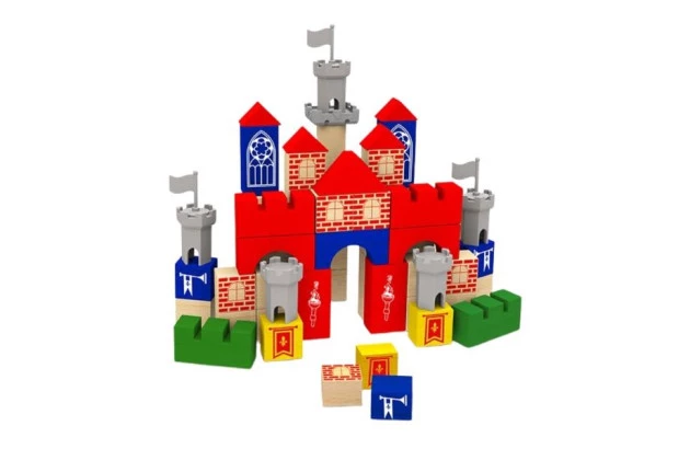 BRINQUEDO EDUCATIVO BRINCANDO DE ENGENHEIRO BLOCOS DE MONTAR CASTELO MEDIEVAL 80 PEÇAS XALINGO