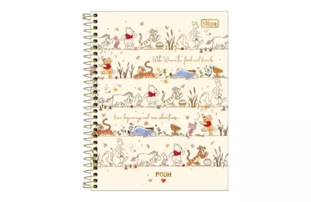CADERNO COLEGIAL CAPA DURA 10 MATÉRIA 160 FOLHAS 177X240 POOH SORTIDO TILIBRA