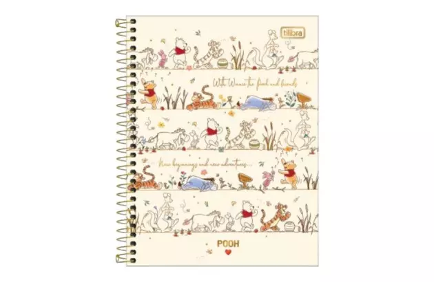 CADERNETA ESPIRAL CAPA DURA 80 FOLHAS POOH 110X154MM UNIDADE | TILIBRA