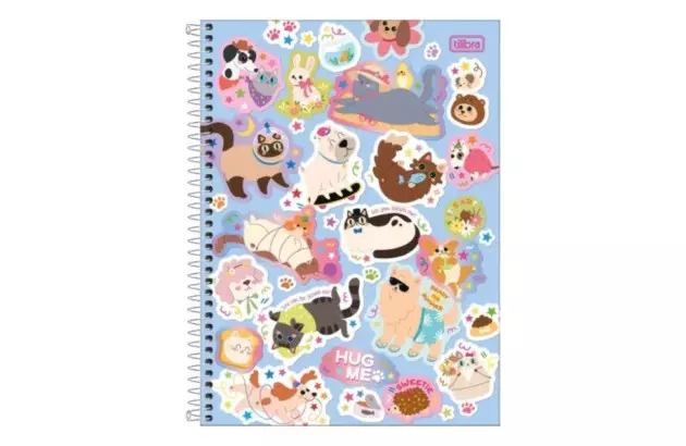 CADERNO UNIVERSITÁRIO CAPA DURA 20 MATÉRIA 320 FOLHAS 200X275 HUG ME SORTIDO TILIBRA