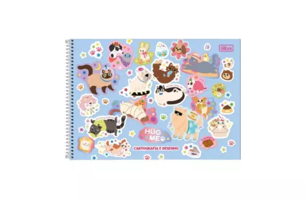 CADERNO MEIA PAUTA COSTURADO CAPA DURA 40FOLHAS 63G/M²  HUG ME 200X275MM - UNIDADE | TILIBRA