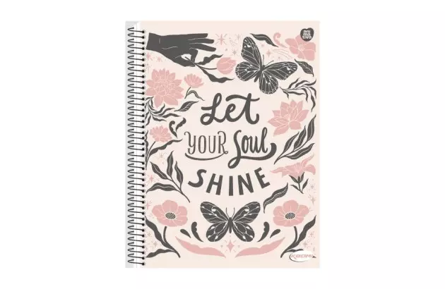 CADERNO CAPA DURA 15 MATERIAS 300 FOLHAS KBOM FEMININO ANIMATIVA