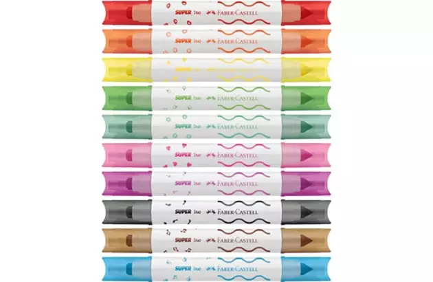 CANETA HIDROGRAFICA 10 CORES  DUO 2 PONTAS SUPER FABER CASTELL