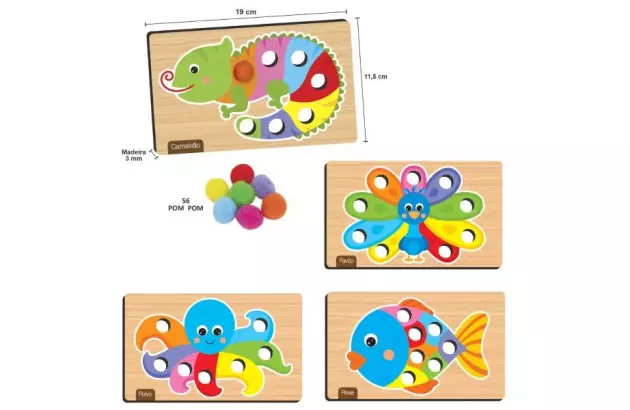 BRINQUEDO EDUCATIVO COLECAO CRESCER PEGA POM POM + 3 ANOS | NIG BRINQUEDOS