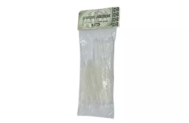 GRAMPO TRILHO PLÁSTICO BRANCO HASTE 50MM COM 50 JOGOS | ACC