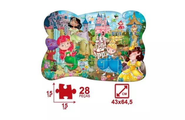 QUEBRA CABEÇA 28 PEÇAS GIGANTE PRINCESAS MDF | + 4 ANOS | PAIS E FILHOS REF 991