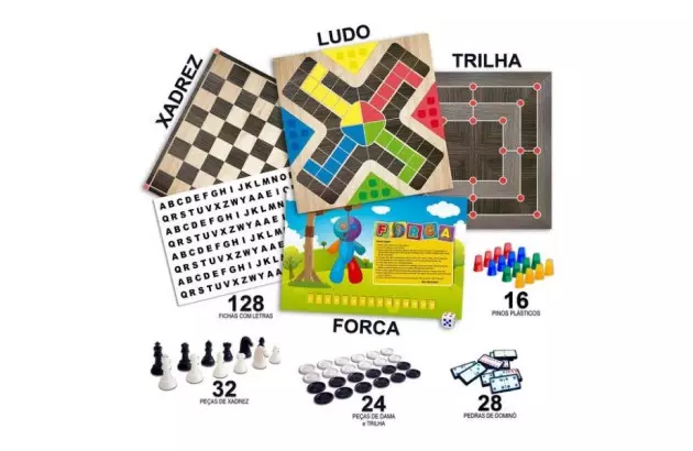 JOGO DE TABULEIRO 6 JOGOS CLÁSSICOS + 6 ANOS PAIS E FILHOS