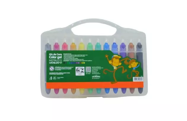 GIZ CERA 12 CORES COLOR GEL METALICO LEONORA