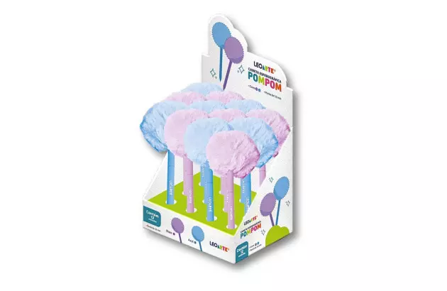 CANETA ESFEROGRÁFICA 1.0 POMPOM SORTIDA AZUL | ROXO SORTIDA LEOARTE 10153