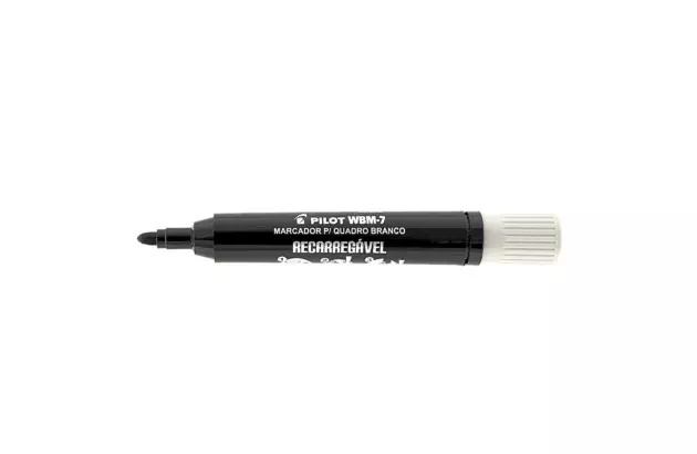 MARCADOR PARA QUADRO BRANCO RECARREGÁVEL WBM-7 PRETO PILOT | PONTA REDONDA 4.0 MM