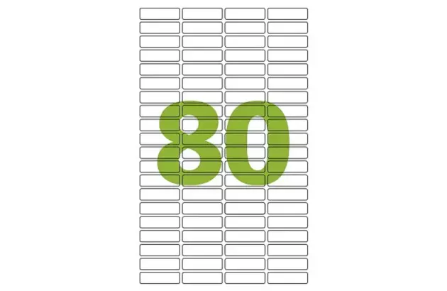 ETIQUETA ADESIVA CARTA 80 12,7X44,45MM 25 FOLHAS BRANCA - IMPRESSORA INJET OU LASER | COLACRIL CC287
