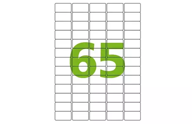 ETIQUETA ADESIVA A4 65 38,1X21,2 MM 25 FOLHAS BRANCA - IMPRESSORA INJET OU LASER  | COLACRIL CA4251