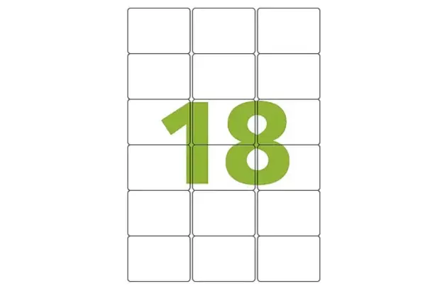 ETIQUETA ADESIVA A4 18 63,5X46,6MM 25 FOLHAS BRANCA - IMPRESSORA INJET OU LASER  | COLACRIL CA4261