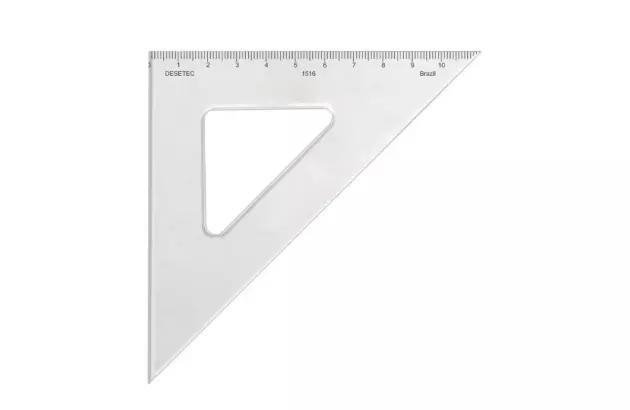 ESQUADRO ACRÍLICO 45° 45° 90° 16CM COM ESCALA MODELO 1516 - TRIDENT