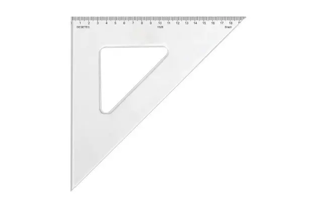 ESQUADRO ACRÍLICO  45° 45° 90° 28 CM COM ESCALA MODELO 1528 - TRIDENT