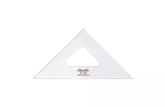 ESQUADRO ACRÍLICO 45° 45° 90° 21CM SEM ESCALA MODELO 2521 - TRIDENT