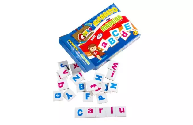 BRINQUEDO EDUCATIVO ALFABETO NA MADEIRA 26 PEÇAS EM MDF + 4 ANOS | CARLU 3016