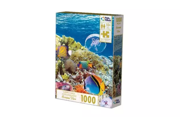 QUEBRA CABEÇA OCEANO VIVO 1000 PEÇAS + 10 ANOS PAIS E FILHOS