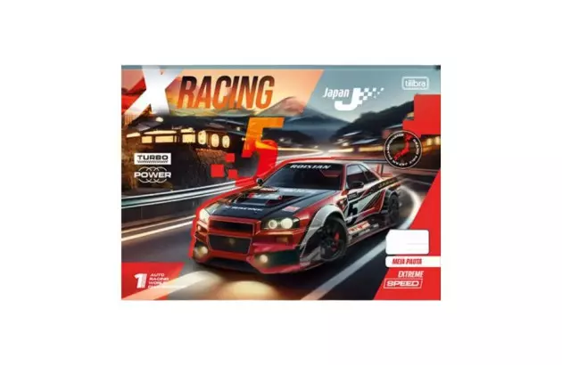 CADERNO MEIA PAUTA COSTURADO CAPA DURA 40FOLHAS 63G/M² X RACING 200X275MM - UNIDADE | TILIBRA