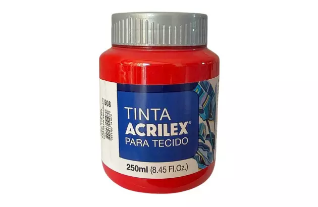 TINTA PARA TECIDO FOSCA 250ML VERMELHO ESCARLETE 508 - UNIDADE | ACRILEX 4125