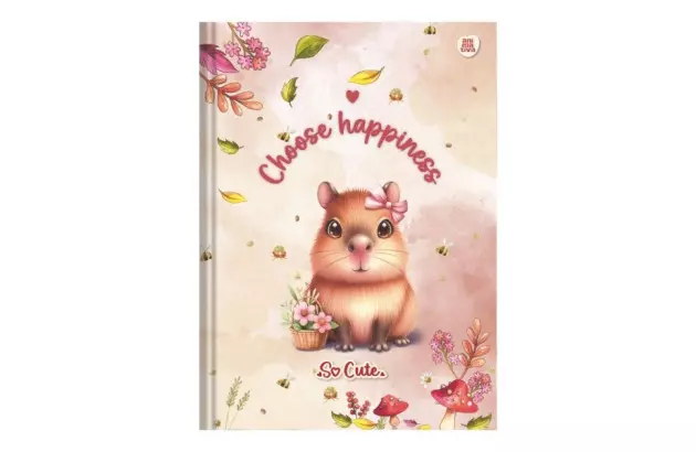CADERNO COSTURADO CAPA DURA 80 FOLHAS SO CUTE ANIMATIVA