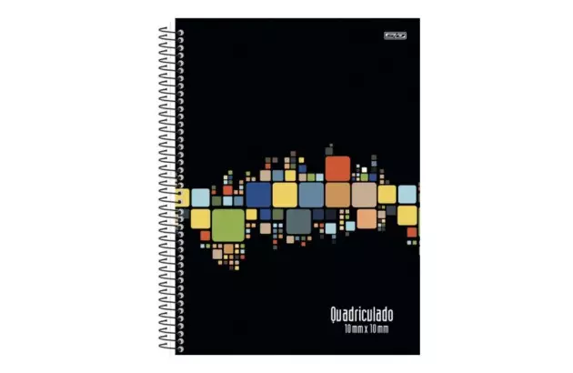 CADERNO ESPIRAL QUADRICULADO CAPA DURA 1 MATERIA 80 FOLHAS 10MMX10MM ANIMATIVA
