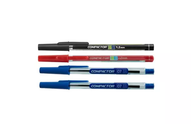CANETA ESFEROGRAFICA 1.2 COMPACTOR 07B BLISTER COM 4 UNIDADES 2AZ/VM/PT