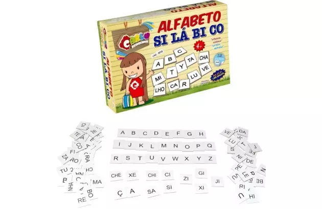 BRINQUEDO EDUCATIVO ALFABETO SILÁBICO 150 PEÇAS  MDF + 4 ANOS | 3018 CARLU