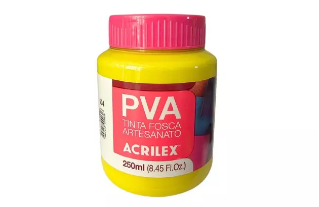 TINTA PVA FOSCA PARA ARTESANATO 250ML AMARELO LIMÃO 504 - UNIDADE | ACRILEX 3225