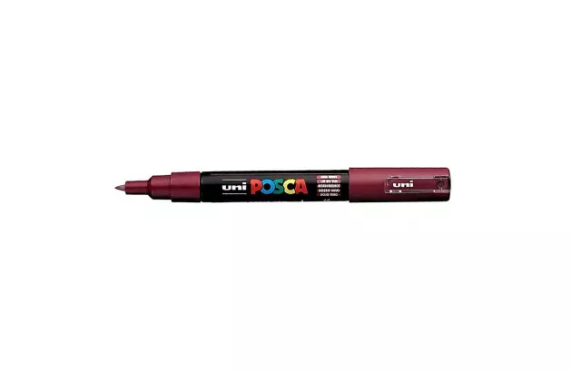 CANETA POSCA PC-1M VERMELHO VINHO - PONTA EXTRAFINA BALA-CÔNICA 0,7MM BASE DE ÁGUA | UNI-BALL