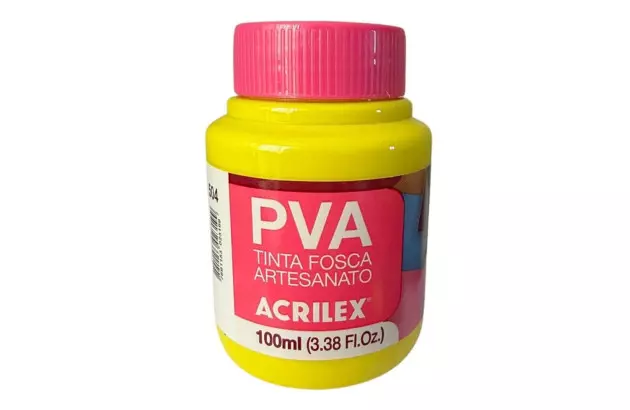 TINTA PVA FOSCA PARA ARTESANATO 100ML AMARELO LIMÃO 504 - UNIDADE | ACRILEX 3210