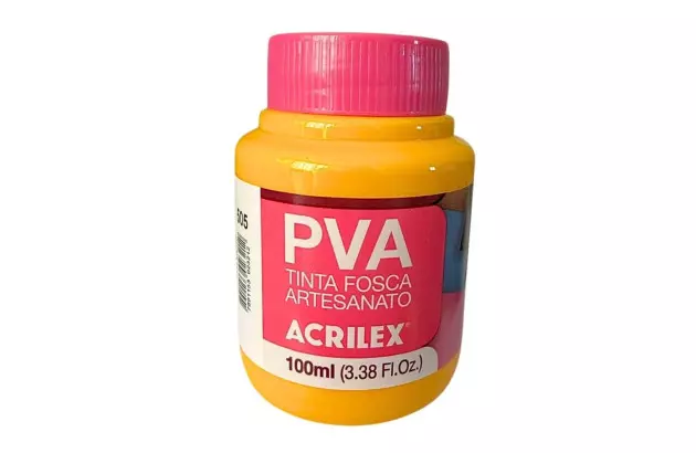TINTA PVA FOSCA PARA ARTESANATO 100ML AMARELO OURO 505 - UNIDADE | ACRILEX 3210