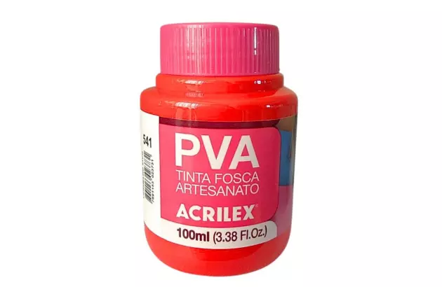TINTA PVA FOSCA PARA ARTESANATO 100ML VERMELHO FOGO 507 - UNIDADE | ACRILEX 3210